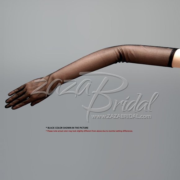 23.5″ Long Gorgeous Sheer Gloves Slip-on Opera Length 16BL - Picture 1 of 3
